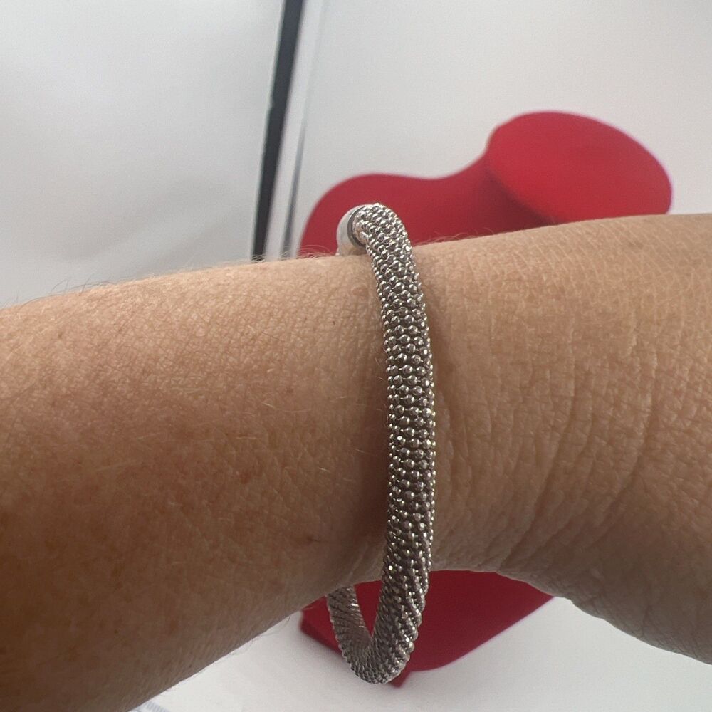 925 SILVER DIAMOND CUT BRACELET MAGNETIC 7.5" FLEXIBLE Star888AR Maker Mark - Picture 4 of 13